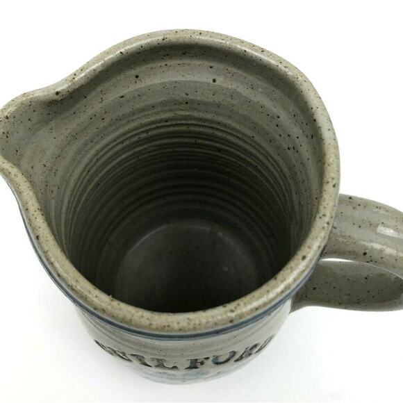 Salt Glazed Pottery Pitcher GUILFORD Est.1689 Stoneware Gray Cobalt Blue Leaves - Picture 3 of 12